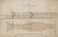 Rückbauplan der Steinernen Schleuse „Profil von der steinernen Schleuse, wie darinne eine kleinere könte angelagt werden“ (vermutlich 1741), Quelle: Landesarchiv NRW, Abteilung Westfalen W 051/Karten A Nr. 2286